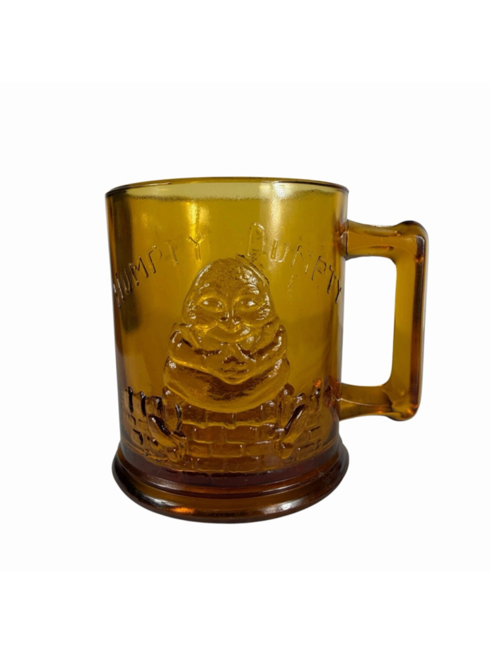 Vintage Tiara Amber Glass Mug Humpty Dumpty & Tom Tom Piper's Son